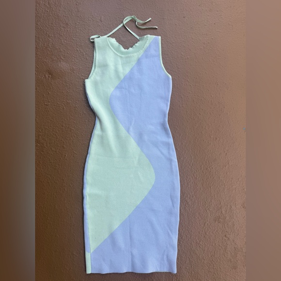Aachoae Dresses & Skirts - Aachoae Y2K Summer Sleeveless Bright Form-fitting Dress Green & Blue Size S